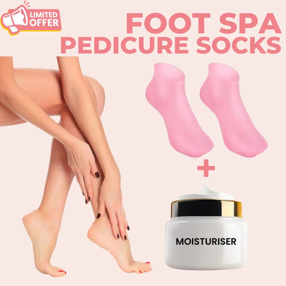 Foot Spa Pedicure Silicone Socks For Men & Women (Free Foot Moisturizer Cream)